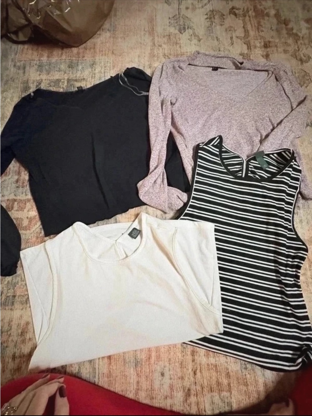 wild fable Mixed Women’s Tops — Black, Cream, Lavender, Black/White Stripe